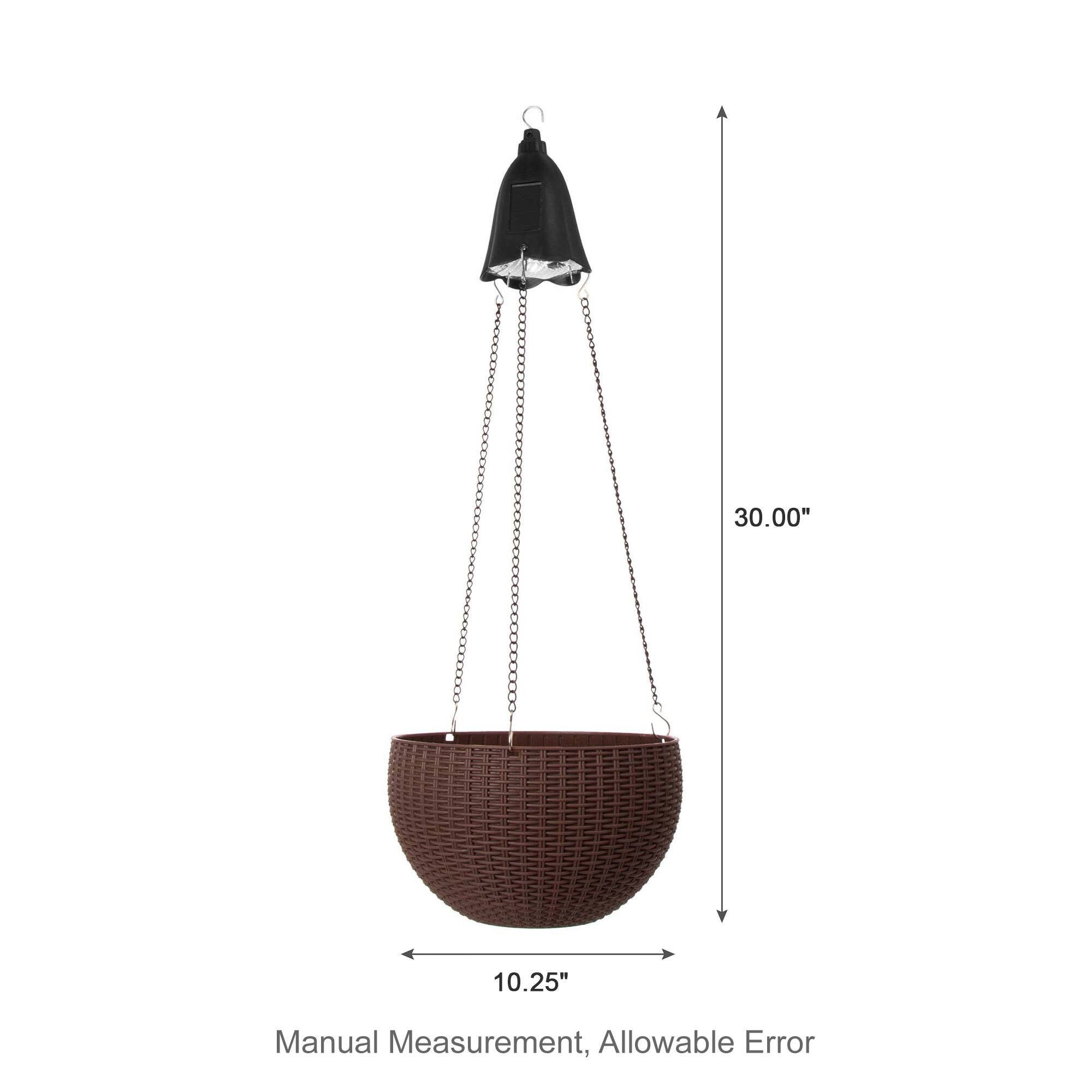 Glitzhome® 30" Solar Lighted Hanging Plastic Basket Planters
